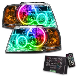 Ford Expedition Headlight Assemblies - ORACLE Lighting - ColorSHIFT w/ 2.0 Controller - Chrome - `03-`06